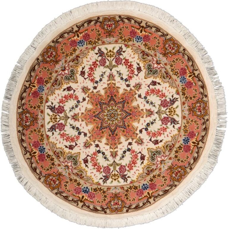 Tabriz Persian Rug 103 × 103 cm, Wool and Silk, hand-knotted