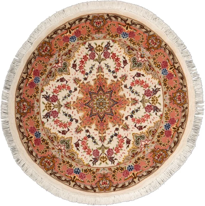 Tabriz Persian Rug 103 × 103 cm, Wool and Silk, hand-knotted