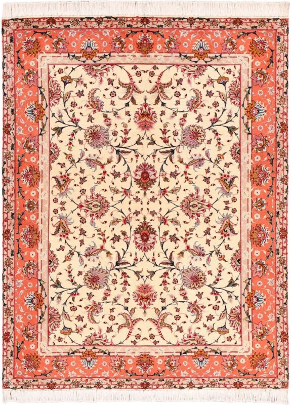 Tabriz Persian Rug 150 × 197 cm, Wool and Silk, hand-knotted