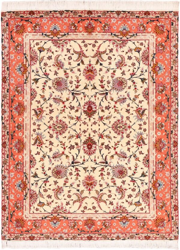 Tabriz Persian Rug 150 × 197 cm, Wool and Silk, hand-knotted