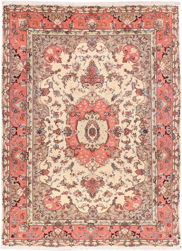 Tabriz Persian Rug 195 × 270 cm, Wool and Silk, hand-knotted