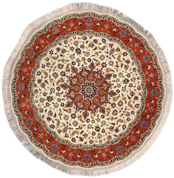 Tabriz Persian Rug 200 × 200 cm, Wool and Silk, Red/Orange, hand-knotted