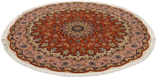 Tabriz Persian Rug 200 × 200 cm, Wool and Silk, Red/Orange, hand-knotted — view 2