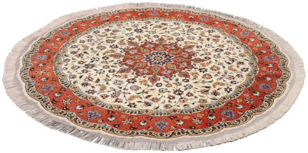 Tabriz Persian Rug 200 × 200 cm, Wool and Silk, Red/Orange, hand-knotted — view 2