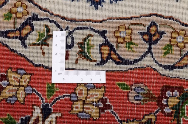 Tabriz Persian Rug 200 × 200 cm, Wool and Silk, Red/Orange, hand-knotted — view 3