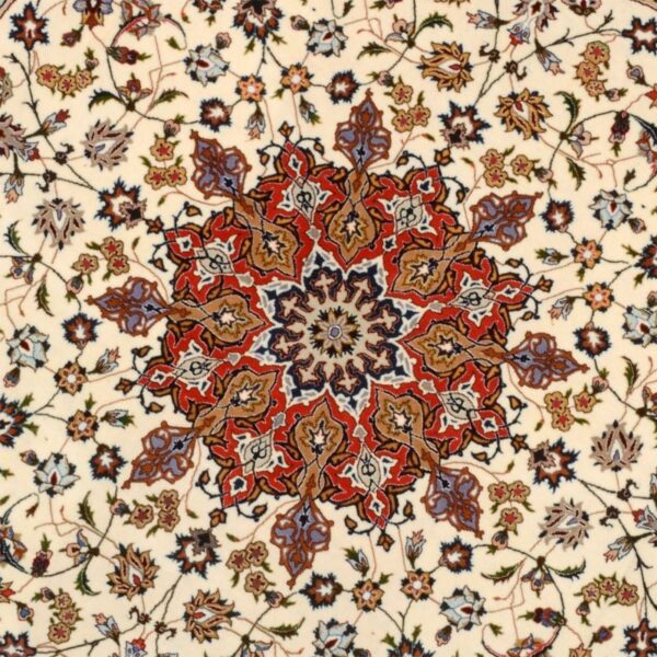 Tabriz Persian Rug 200 × 200 cm, Wool and Silk, Red/Orange, hand-knotted — view 4